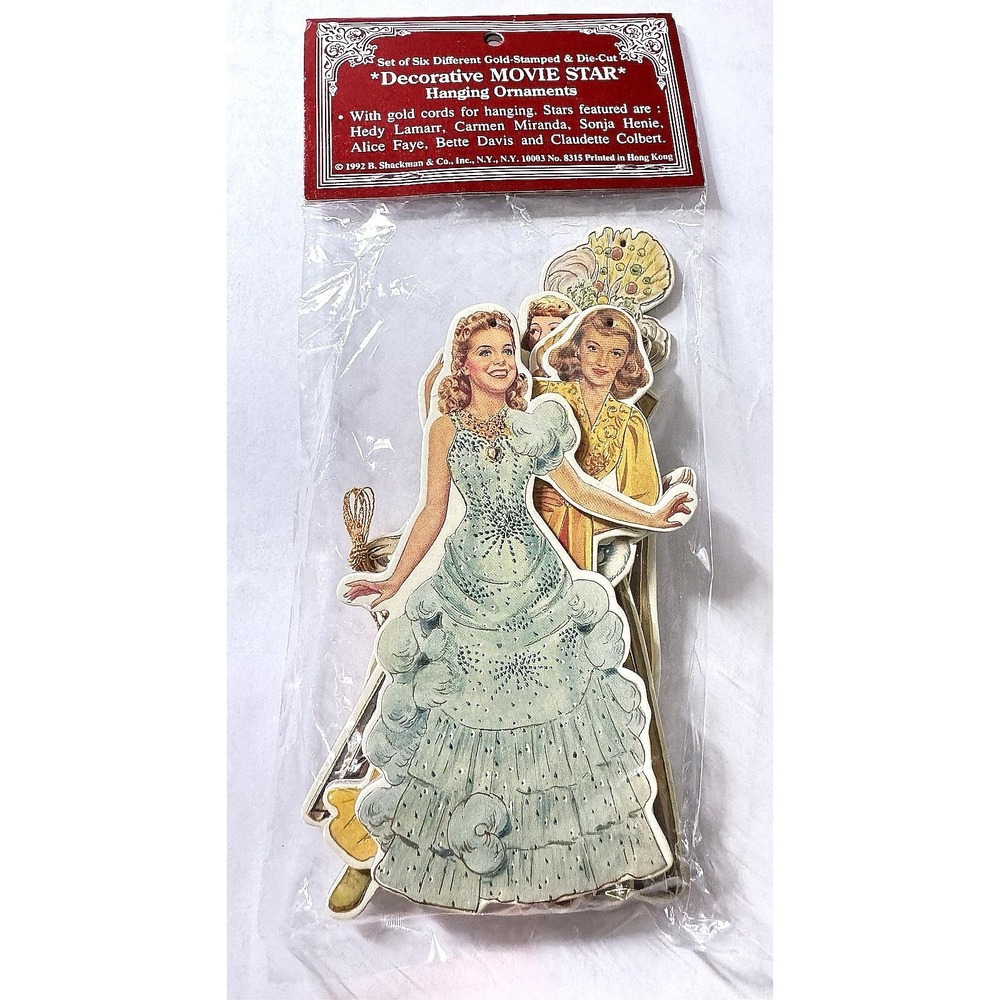 Vtg B. Shackman Classic Movie Star Christmas Ornaments 1992 Double Sided Die Cut